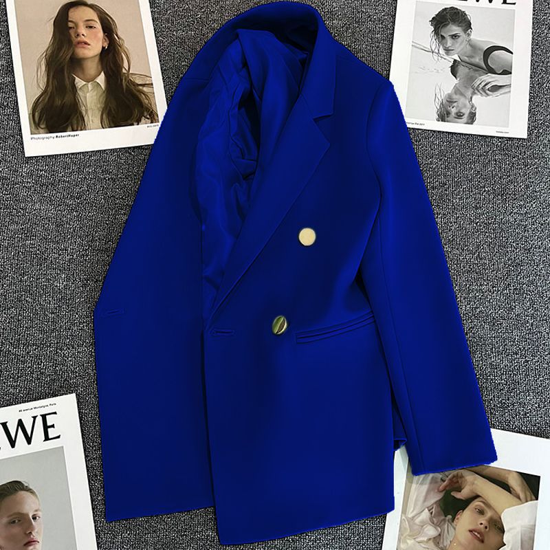 Green Metal Buckle Korean Style 2024 Spring and Autumn New Milk White Suit Jacket Women's Casual All-match High-end Suit