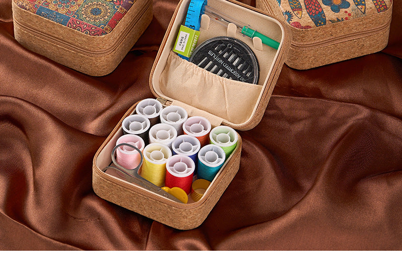 Amazon Cross-Border Household Practical Portable Multi-Functional Retro Sewing Box Sewing Kit Sewing Hand Sewing Set Tool