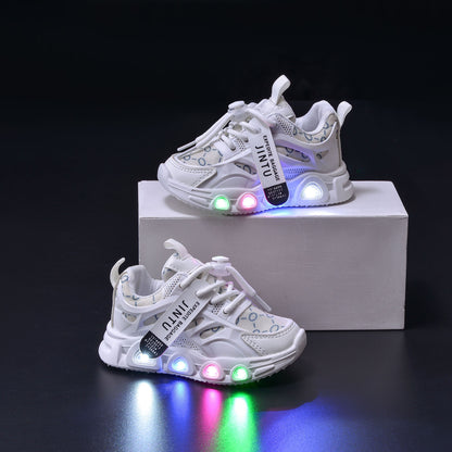 Spring and Summer New Children's Luminous Cloth Noodles for Boys sneaker 1-6 Years Old LED Light Shoes Casual Girls Schoolwalking Lights Shoes
