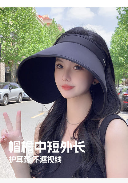 Upf50+ Large Brim Sun Hat for Women, Uv Protection, Open-Top Hat, Cycling Face-Covering Sun Hat, Breathable Ice Silk