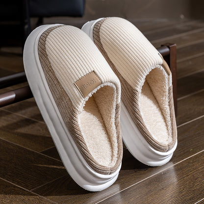 Non-Slip Simple Cotton Slippers for Men in Winter 2025 New Indoor Home Warm Plush Thickeneded Cotton Slippers for Women to Wear Outside