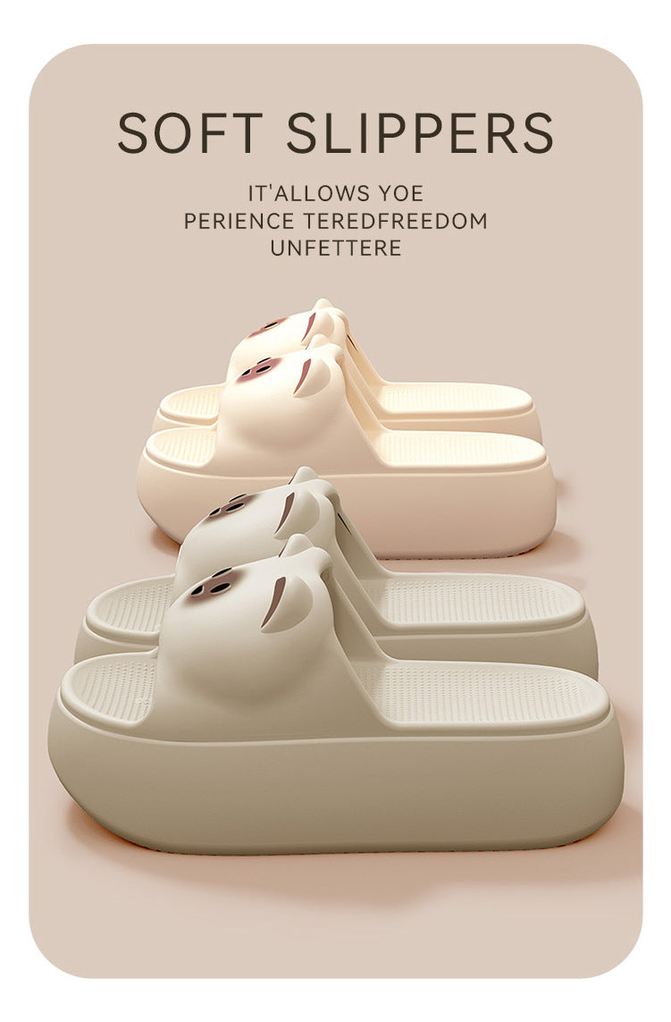 New Sandals and Slippers Women's Summer Thickened Sole Home Elevated Cartoon Non-slip Odor Deodorant Beach Shoes Lightweight Slippers