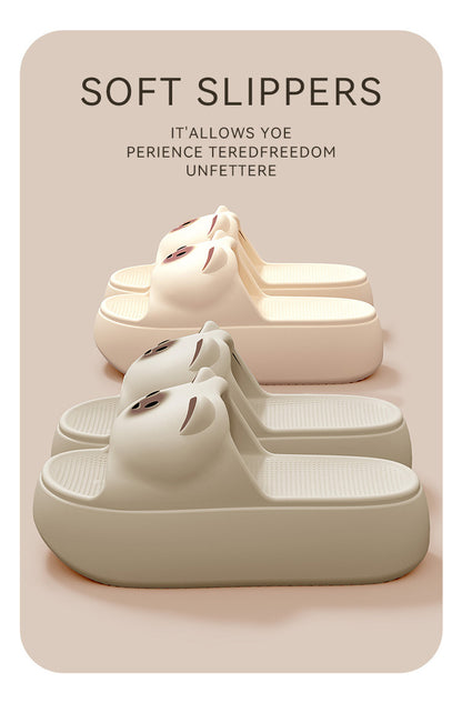 New Sandals and Slippers Women's Summer Thickened Sole Home Elevated Cartoon Non-slip Odor Deodorant Beach Shoes Lightweight Slippers