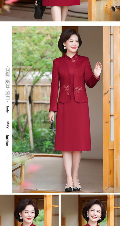 2024 New Chinese Mother's Wedding Dress Two-Piece Wedding Dress for dress Women's Spring and Autumn Middle Year Happy Mother-in-Law Wedding Dress