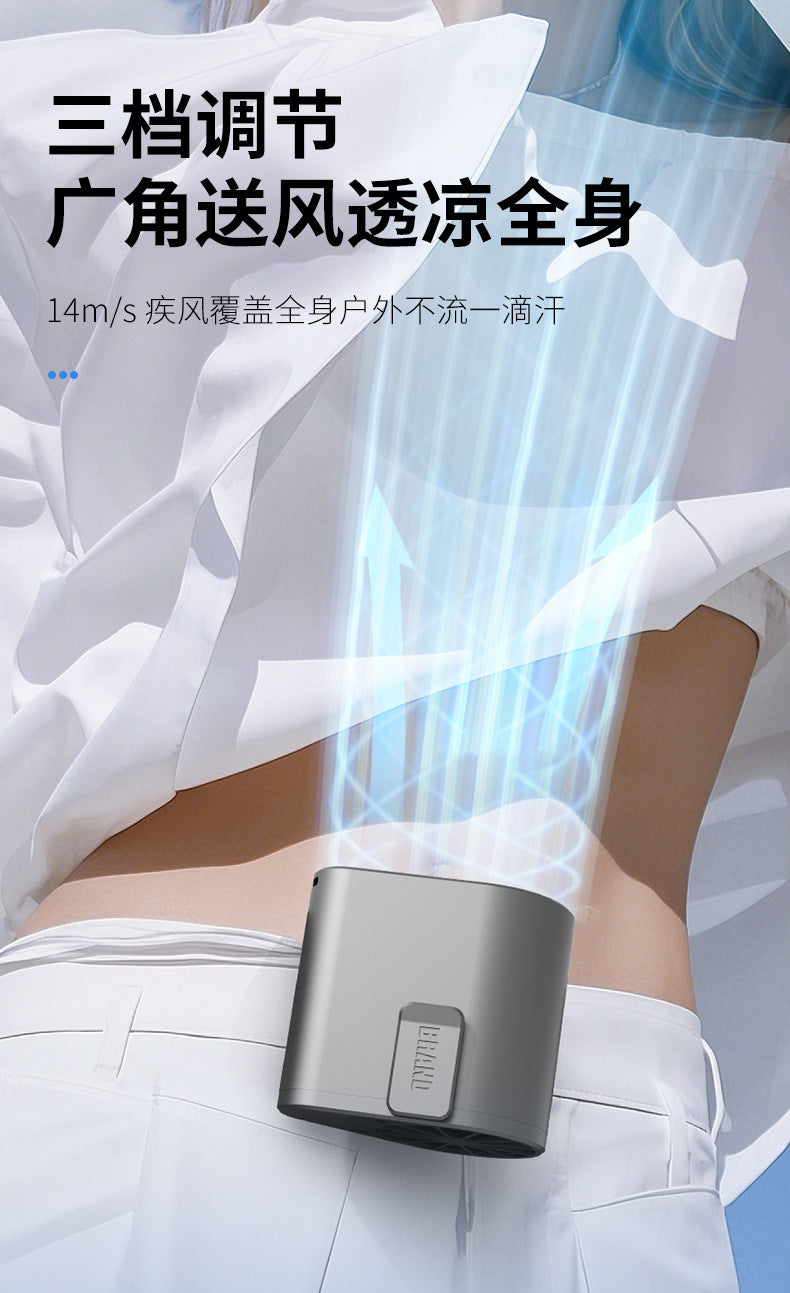 Cross-Border New Waist-Mounted Fan, Extra Large Capacity, Handheld USB Charging, Portable Outdoor Camping Cooling Device