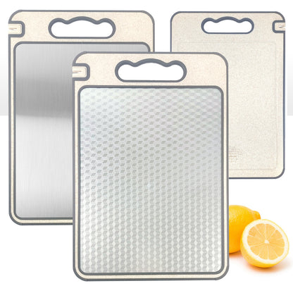 Amazon Cross-border Explosions Stainless Steel Wheat Straw Double-sided Cutting Board Thickened Anti-skid Cutting Board Cutting Board Source Factory