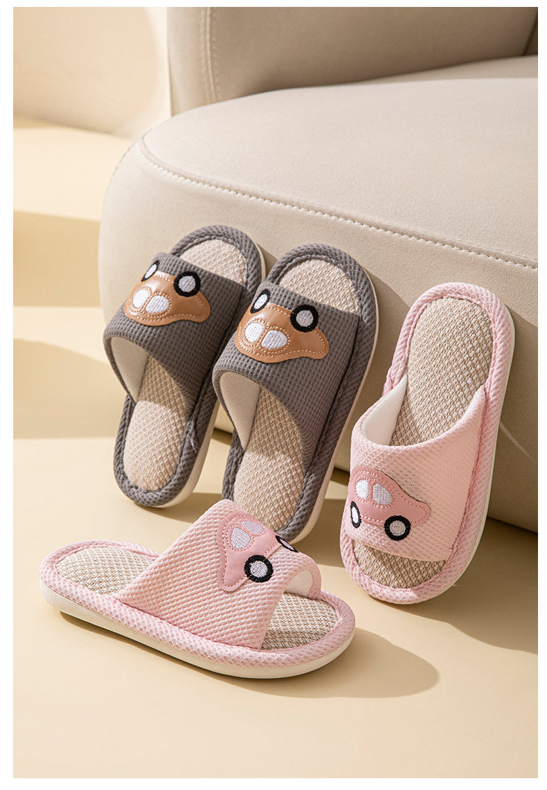 Male and Female Baby Summer Cartoon Car Four Seasons Linen Children's Sandals Open-Toe Slippers