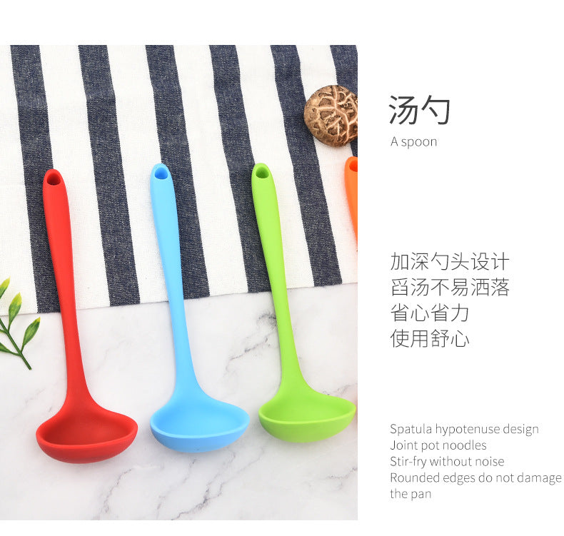 Silicone Mini Soup Spoon Kitchen Cooking Soup Spoon Children's Food Supplemented Soup Spoon Food Grade Material Silicone Soup Spoon 21cm