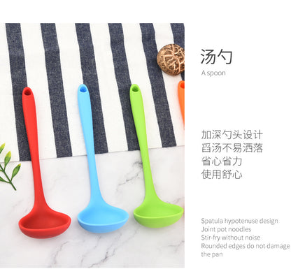 Silicone Mini Soup Spoon Kitchen Cooking Soup Spoon Children's Food Supplemented Soup Spoon Food Grade Material Silicone Soup Spoon 21cm