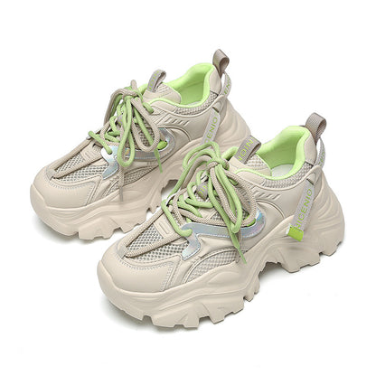 New Spring Shoes, Thick-Soled Women's Shoes, Versatile Height-Increasing Shoes, Non-Slip, Breathable, Lightweight Dad Shoes, Mesh Sneakers for Women
