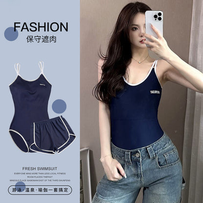 2025 New Style Swimsuit Women's Conservative Belly Covering Slim Gather Girls Ins Hot Spring Swimsuit