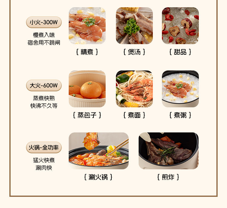 Electric Cooking Pot, Multifunctional Dormitory Small Electric Pot, Electric Hot Pot, Non-Stick Electric Steaming Pot, Noodle Cooking Pot, Electric Hot Pot, European and British Regulations