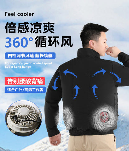 Cross-border New Smart Air-conditioning Clothing Jacket Clothes with Fan Outdoor Work Uniform Labor Protection Duty Fan Clothing