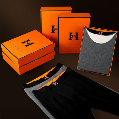 Fashion brand H seamless thermal underwear men's suit de AB surface double-sided velvet brushed men's autumn clothes long pants women's wholesale