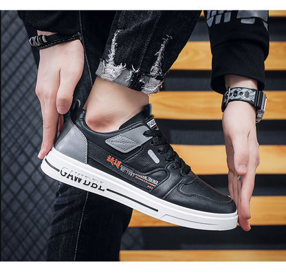 Men's Shoes Korean Style Trendy All-match Trendy Shoes Sports Winter 2023 New White Shoes Skate Shoes Waterproof Casual Leather Shoes