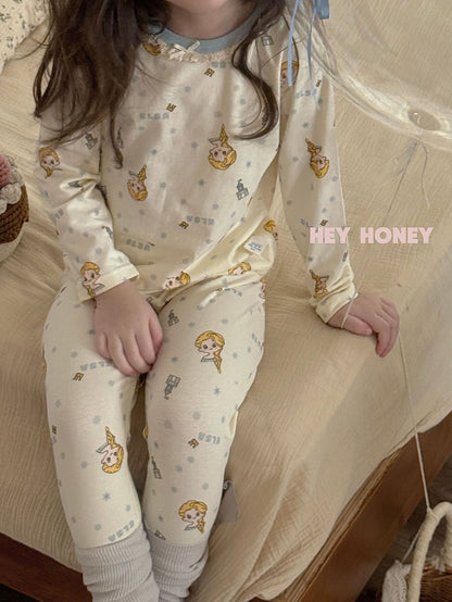 Spot Large and Small Roll Heyhoney24 Lycra Cotton Boys and Girls Autumn Clothes Intimates Printed Home Clothes Pajamas Two-Piece Set