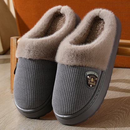 Autumn and Winter Cotton Slippers for Women 2025 New Home Indoor Couple Warm Plush Thickeneded Bottom Men's Cotton Slippers