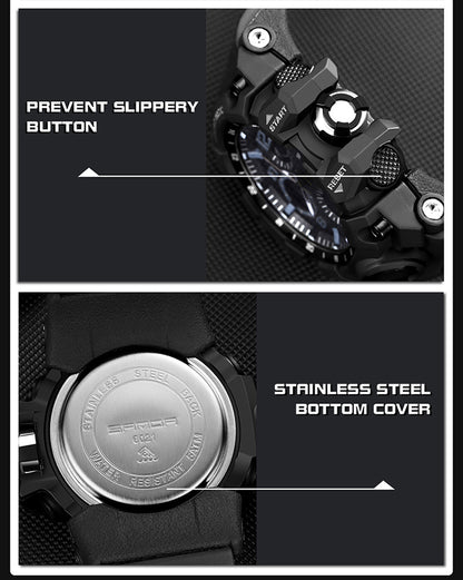 Sanda Hot-Selling Watch Korean Version Student Party Multi-Functional Waterproof Alarm Clock Electronic Watch Cool Dual Display Luminous Sports Watch by PDG ibma