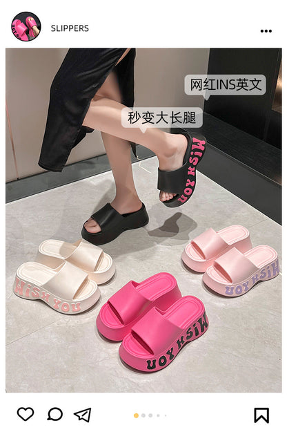 2025 Popular Height-Increasing Slippers for Women, Thickened, Soft, Comfortable, Non-Slip, Daily Beach Shower Universal Trendy Slippers