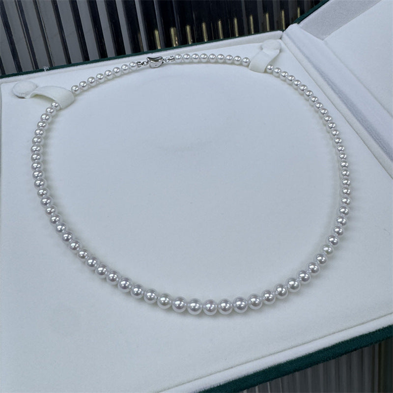Aurora freshwater pearl necklace 5-6mm necklace round almost flawless wholesale female S925 sterling silver