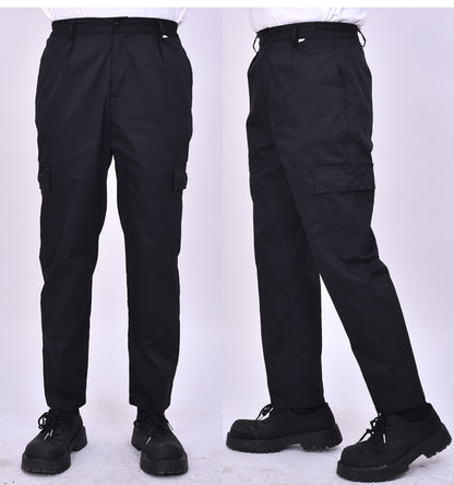Autumn and Winter Pure Cotton Work Pants for Men, Wear-Resistant Welding Workwear, Blue Construction Site Workshop Handling Work Clothes Pants
