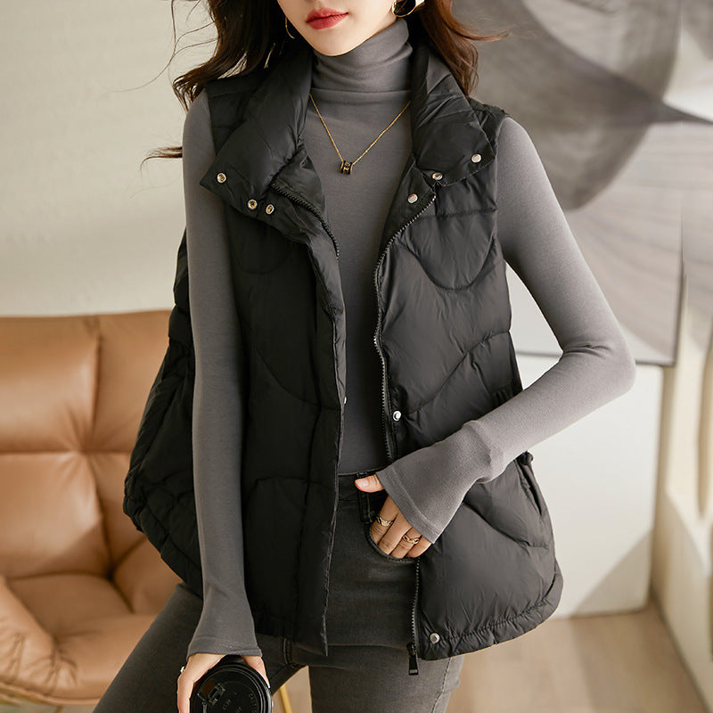 European Style Casual Loose Sleeveless down Cotton Vest Jacket for Women 2025 Winter Outerwear Vest Trendy