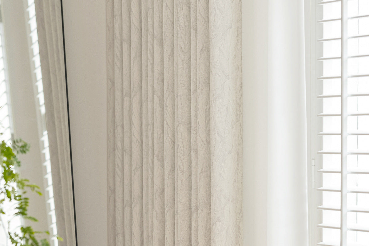 Cream Style Jacquard Curtain for Bedroom Premium Chenille Shading Living Room Bedroom French Light Luxury Shaoxing Curtain
