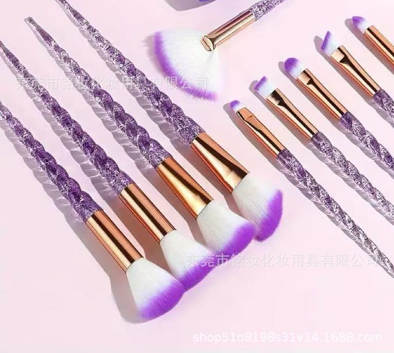 10 Pcs Threaded Makeup Brush Unicorn Makeup Brush suit Multifunctional Full Set Beauty Brush Makeup Tools