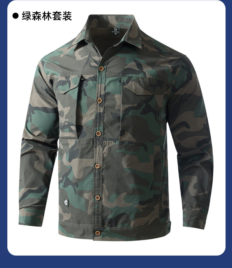 Summer stretch suit quick-drying sweat-absorbent work clothes air-conditioning cool labor protection work clothes wear-resistant breathable tooling