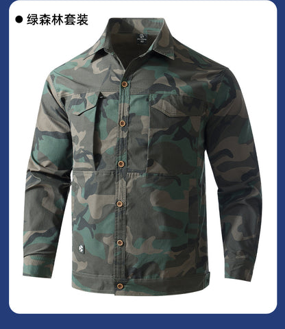 Summer stretch suit quick-drying sweat-absorbent work clothes air-conditioning cool labor protection work clothes wear-resistant breathable tooling