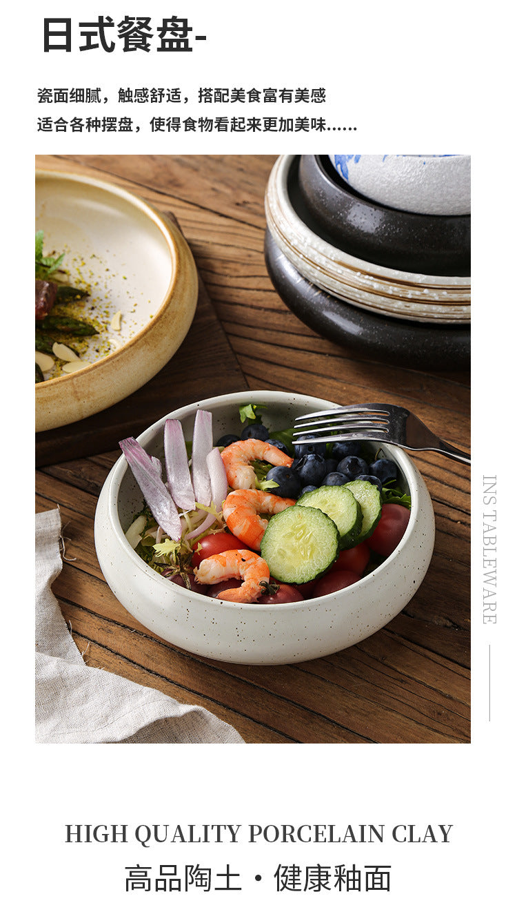 Retro Japanese Style Ceramic Bowl Creative Personality Household Rice Bowl Restaurant Special Snack Bowl Dessert Salad Bowl