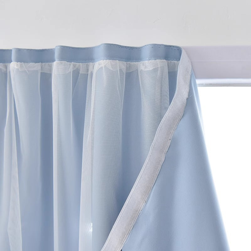 Source manufacturers non-perforated installation curtains hook and loop curtains cross-border foreign trade shading curtains self-adhesive finished products wholesale