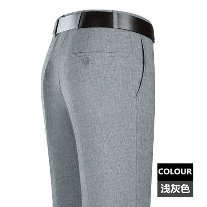 2025 New Summer Thin Mulberry Silk Middle-Aged Business Casual Straight Loose Wrinkle-Free Men's Pants