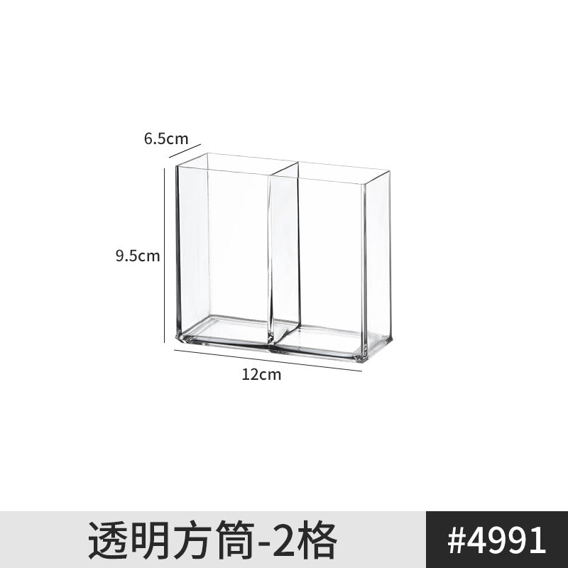 Pen Holder Desktop Stationery Storage Box Transparent Acrylic Multifunctional Student Pen Holder Office Note Pad Organizer Box