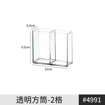 Pen Holder Desktop Stationery Storage Box Transparent Acrylic Multifunctional Student Pen Holder Office Note Pad Organizer Box
