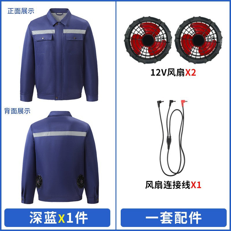 Cross-Border Cooling Air-Conditioning Clothing with Reflective Strips and Fan Cooling Clothing for Men and Women Labor Protection Summer Outdoor Work Clothes