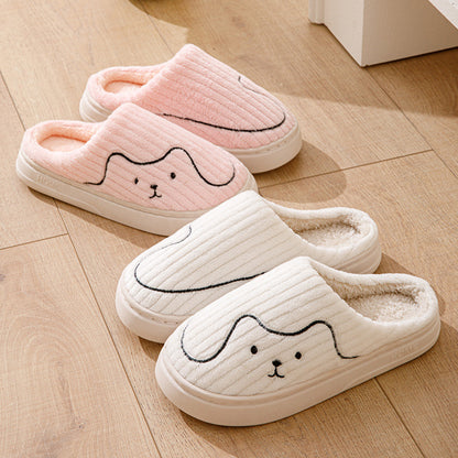 Cotton Slippers for Women in Autumn and Winter Cartoon Indoor Non-Slip Dormitory Home Warm Couple Plush Cotton Shoes for Men