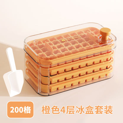 Ice Cube Mold Food Grade Household Pressed Ice Tray Large Capacity Ice Cube Storage Box Refrigerator Homemade Frozen Ice Artifact