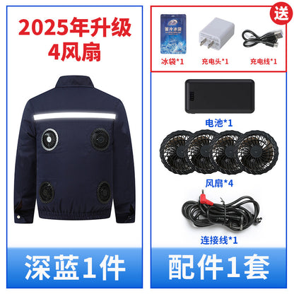 Heatstroke Prevention and Cooling Air Conditioning Clothes Men's Work Clothes Refrigeration with Fan Charging Site Labor Protection Clothes Welder Jacket