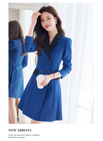 French Hepburn Style Small Black Dress High Sense High Cold Royal Sister Fried Street Small Fragrance Style Pleated Professional Suit dress Summer