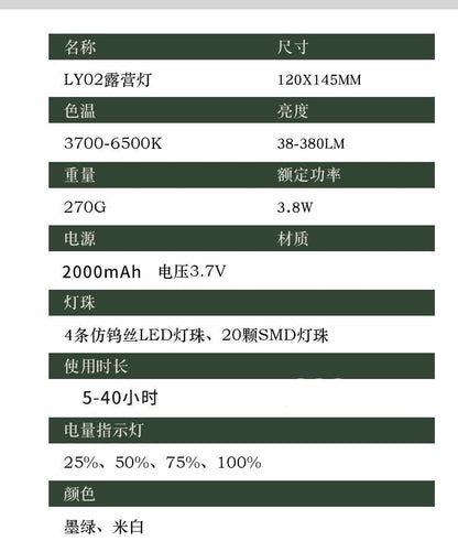 Retro camping light LED ceiling light tent light horse light strong light portable charging portable light multifunctional camping light