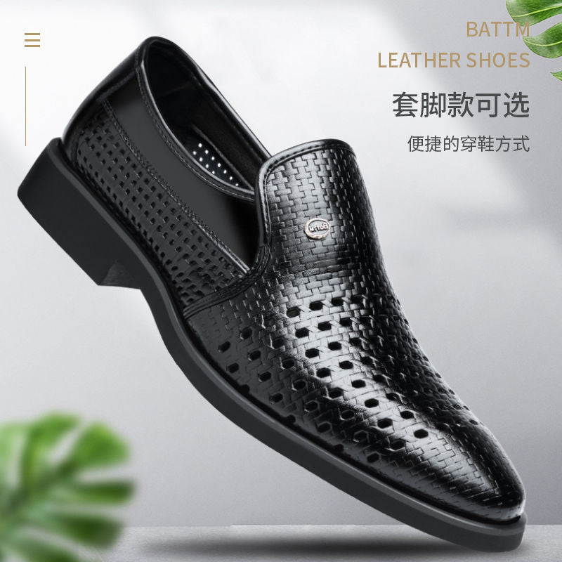 Ba Totem Summer Men's Shoes Genuine Leather Hollow Breathable Leather Shoes Men's Shoes Men's Korean Fashionable Business Dress Shoes Men's