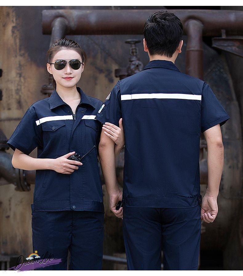 Summer thin anti-static overalls suit men's and women's long short sleeve gas station filling station gas petrochemical electricsuit