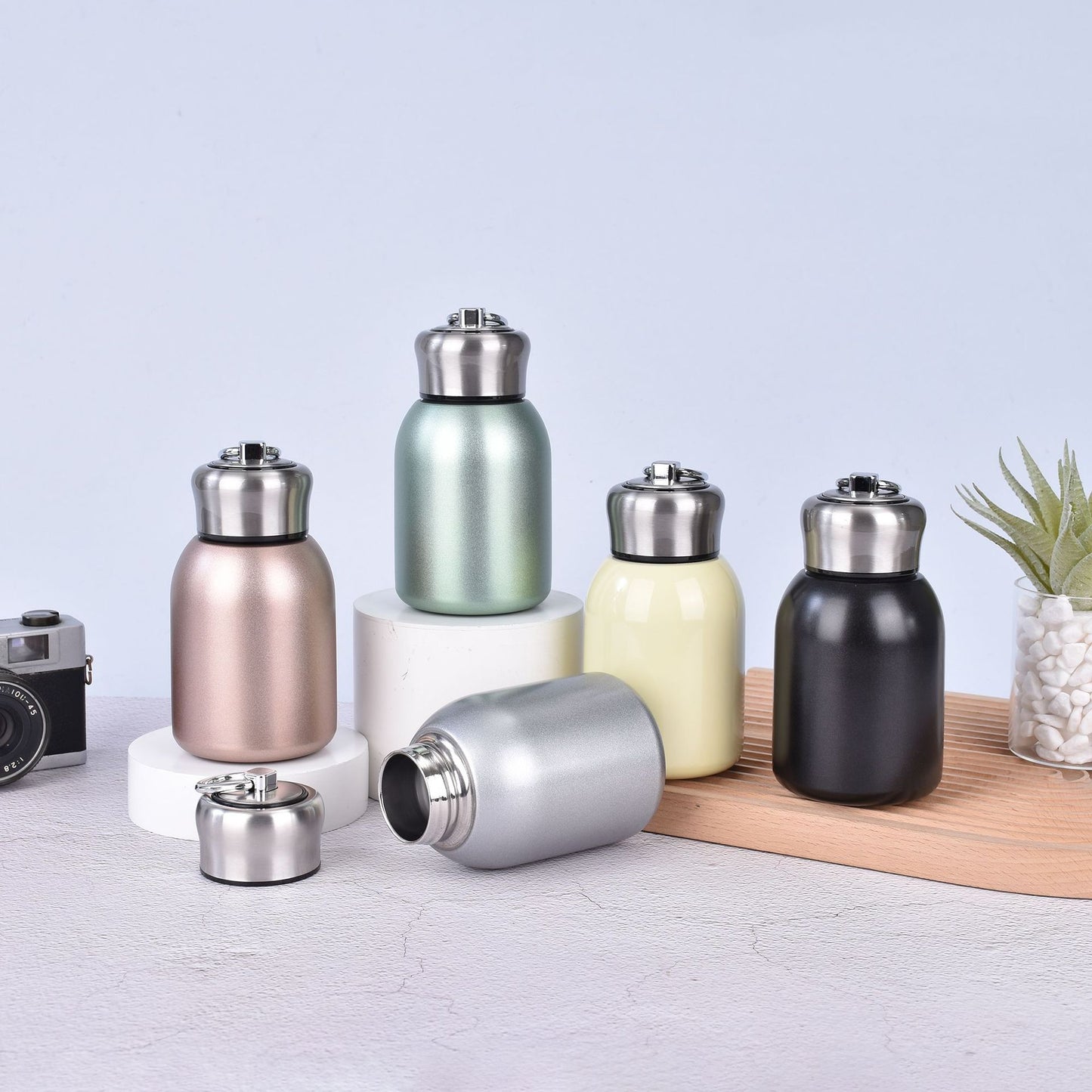 Cross-Border Mini 316 Stainless Steel Chubby Thermos Cup with Ring Flap Pocket Pants Cup Vacuum Double-Layer Portable Cup