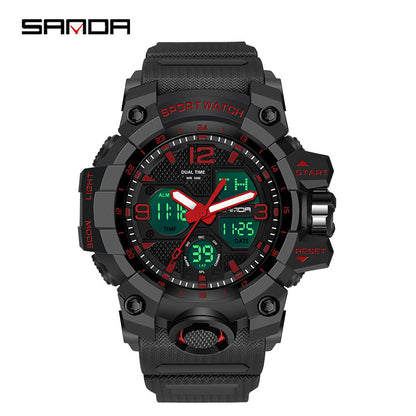 Sanda Hot-Selling Watch Korean Version Student Party Multi-Functional Waterproof Alarm Clock Electronic Watch Cool Dual Display Luminous Sports Watch by PDG ibma