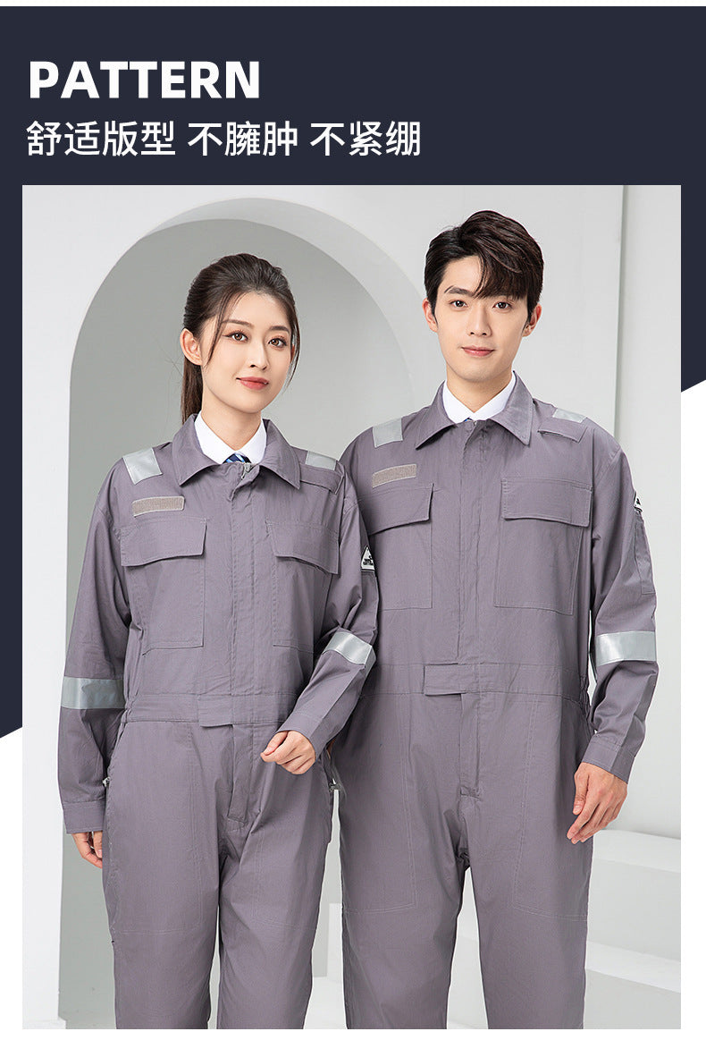 Marine Crew Reflective Strip Pure Cotton Overalls Long-sleeved Men's Summer Wear-resistant Electric Welding Shipyard Workshop Labor Insurance Clothing