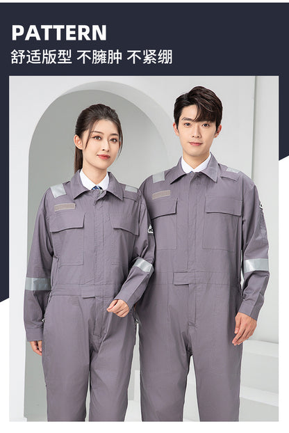 Marine Crew Reflective Strip Pure Cotton Overalls Long-sleeved Men's Summer Wear-resistant Electric Welding Shipyard Workshop Labor Insurance Clothing