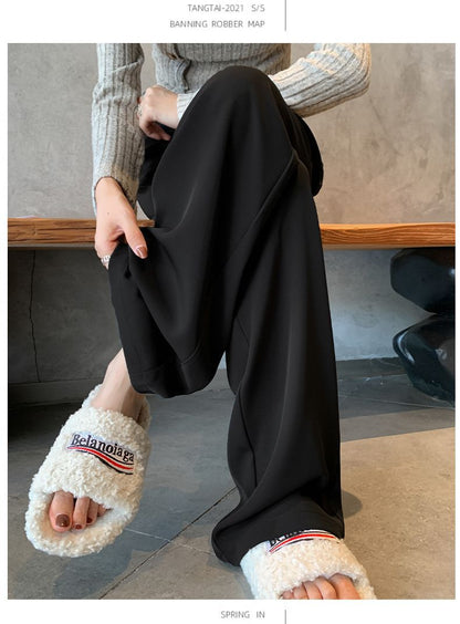 Wide Leg Pants Women's 2025 Summer Thin High Waist Dosing Straight Straight Pants Casual Loose All-match Slim-fit Mopping Pants