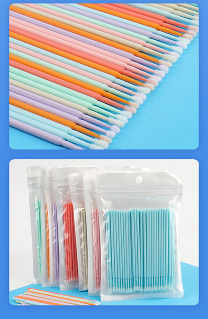 Wholesale New Macaron Color Removal Cotton Swab Grafting Eyelash Cleaning Cotton Stick Eyelash Multifunctional Nano Micro Coater