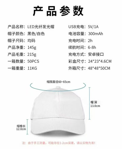 Cross-border charging LED fiber cap LED light knitted hat autumn and winter night running with light luminous hat